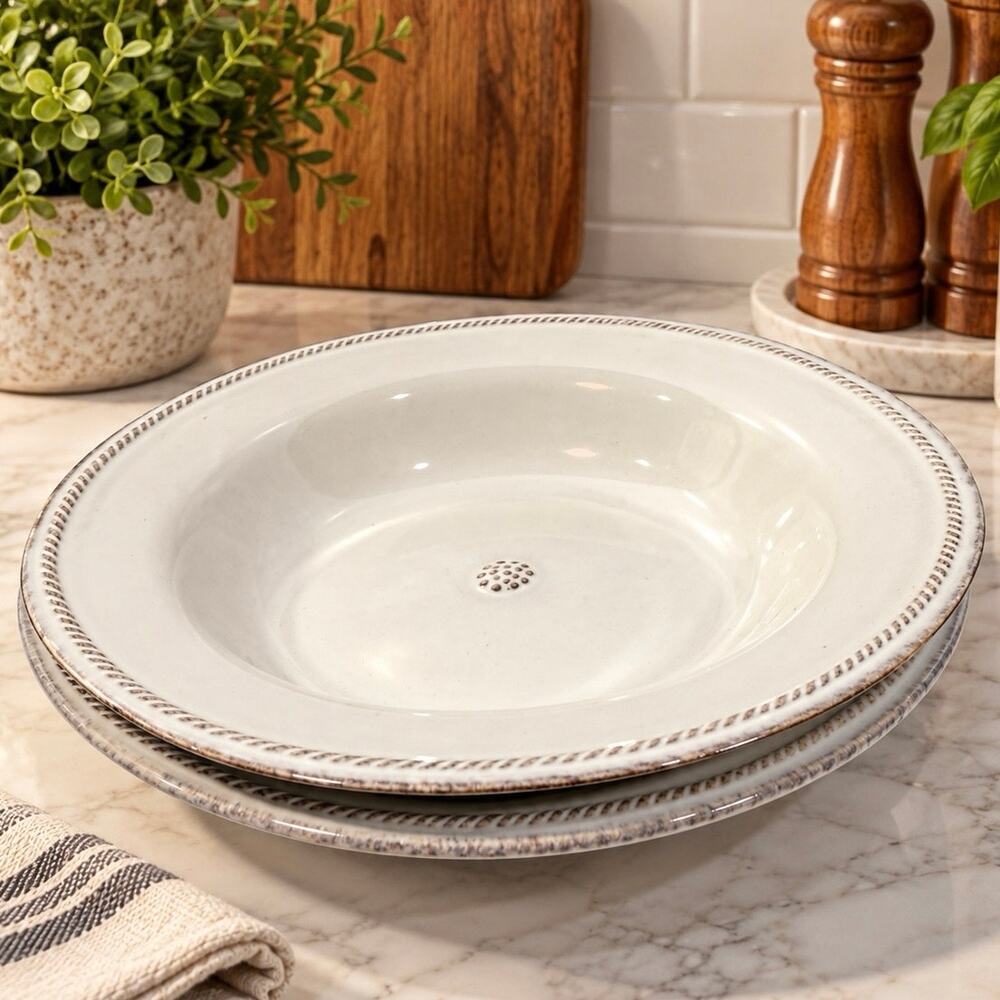 Juliska Ceramics Berry and Thread Soup Pasta Cereal Bowl Portugal Set of 2